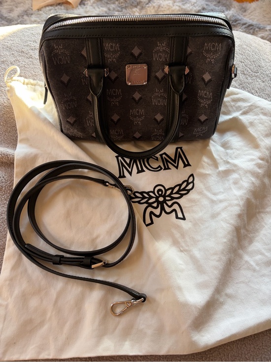 MCM Handbags - MCM Black Denim Aren bag